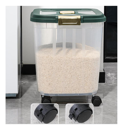 Recipiente Para Armazenamento De Arroz, Verde 25kg