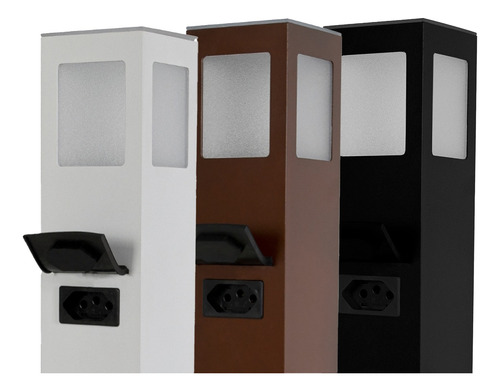 Poste Balizador Com Tomada Para Jardim Led E27 Preto