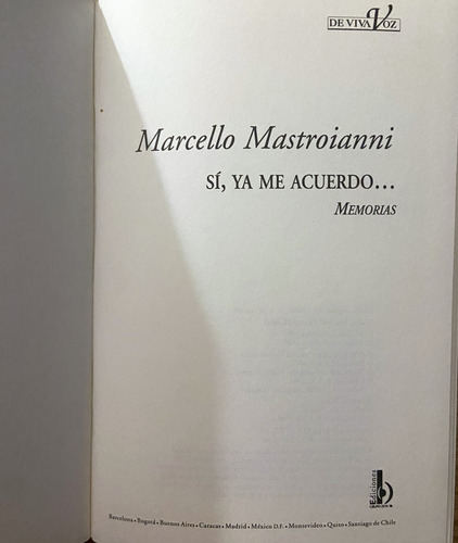Marcello Mastroianni Sí, Ya Me Acuerdo... Memorias (Reacondicionado)