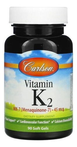 Carlson Labs Vitamina K2 45 Mcg - 90 Softcaps Sabor Naa