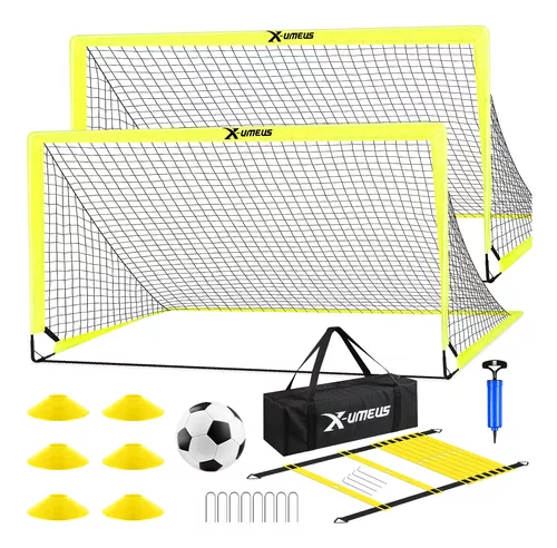 Juego de porterías de fútbol para niños, equipo de entrenamiento de fútbol  portátil, red de fútbol plegable con 10 conos de fútbol, escalera de