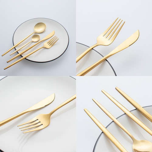 Cubiertos Modernos 48 Piezas Cubiertos De Plata Rosa De Oro