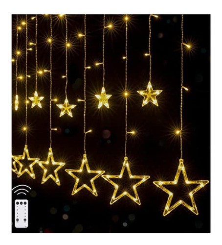 Cortina Guía Luces Led Estrellas Cálida 3 Metros Con Control