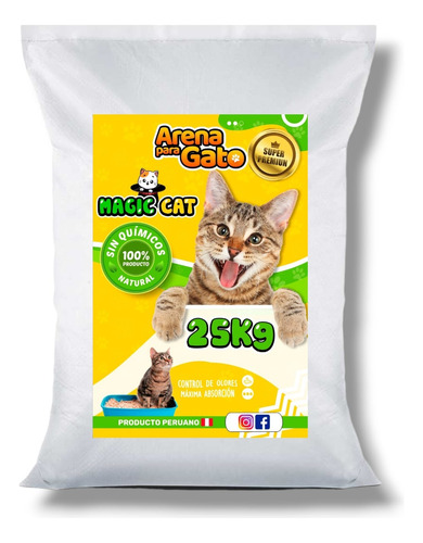Arena Sanitaria Para Gatos Premium Magic Cat Bolsa X 25kg