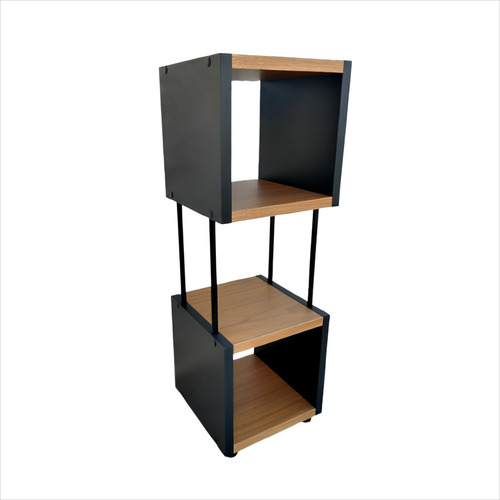 Mesinha Cabeceira 2 Nichos Pequena 20x20x60cm Preto Quarto Acabamento Fosco Cor Preto/cinamomo