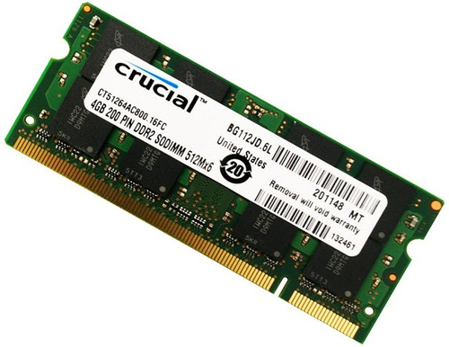 Memoria Ram Crucial Ddr2 4gb Pc2-6400 800 Mhz Sodimm Laptop