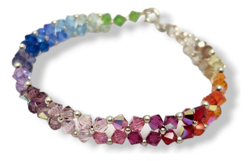 Pulsera  Flor Con Cristales Swarovski 20 Colores