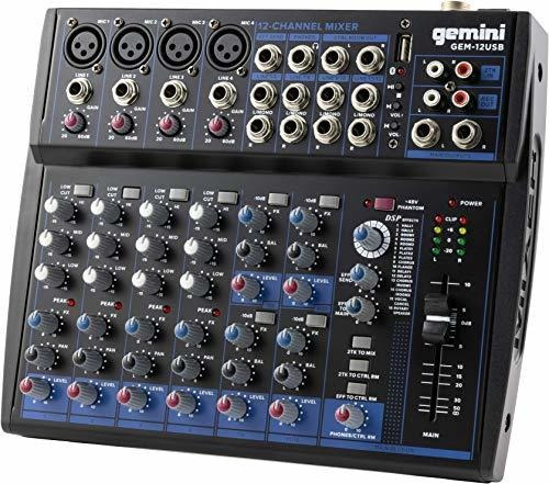 Mezclador De Audio Gemini Dj, 12 Canales (gem-12usb)