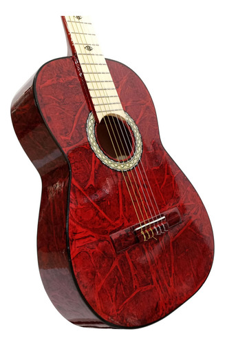 Guitarra Acustica Clásica Cerro Grande Cl1-mancha-roja Color Rojo