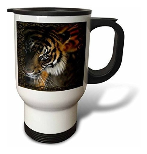 Vaso - 3drose - Taza De Viaje Con Marco Y Estampado De Tigre