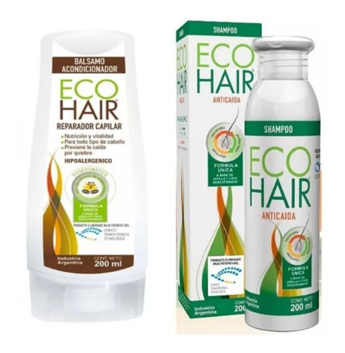 Eco Hair Shampoo + Acond Crecimento Anticaida Ecohair X 200