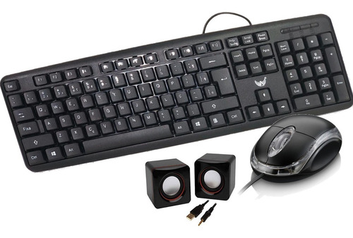 Kit Teclado Mouse Usb Caixinha De Som Pc Notebook Escritório