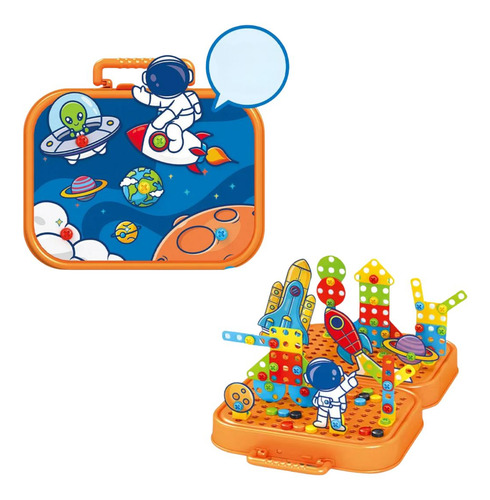 Kit Ferramenta Infantil Com Parafusadeira Elétrica Quantidade De Peças 283 Versão Do Personagem Astrounauta