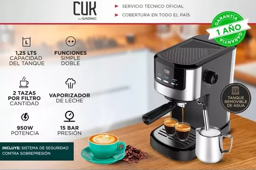 Cafetera Gadnic CME01 Expreso Automática Espumador Acero Inoxidable 950W