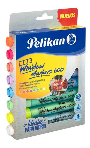 Marcadores Pelikan Tiza Líquida 8 Colores Para Vidrio