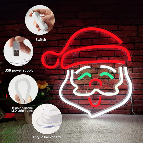 Letrero De Neon Santa Claus, Letreros De Neon Led De Navidad