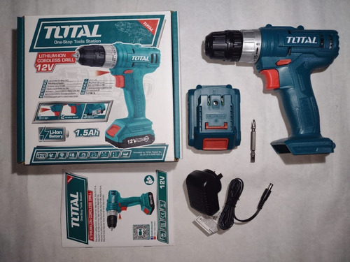 Taladro Atornillador Inalámbrico 12v Total 600 Rpm + Bateri Color Turquesa Frecuencia 50 Hz/60 Hz