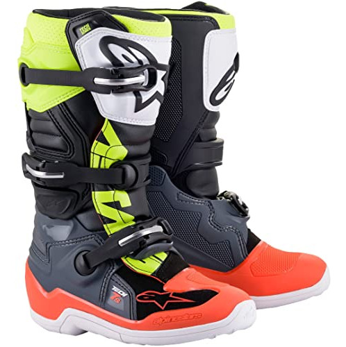 Botas Alpinestars Tech 7s Gris Oscuro Rojo Amarillo Fluo