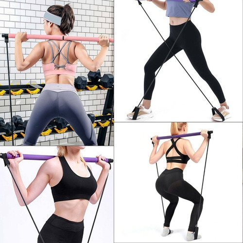 Barra Portatil De Pilates Ajustable Con Ligas De Resistencia