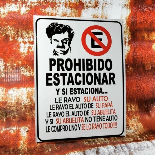 Chapas Retro Vintage Prohibido Estacionar Pablo Escobar