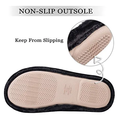 Dl Womens-house-slippers-memory-foam, Fluffy Velvet Slip On