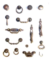 Comprar 10 Tiradores De Bronce Viejo Muebles Antiguos Herrajes Cajón