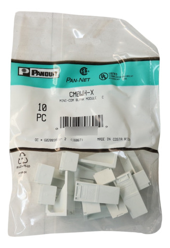 Módulo De Tapa Ciega Panduit Cmbwh-x (caja C/50pz)
