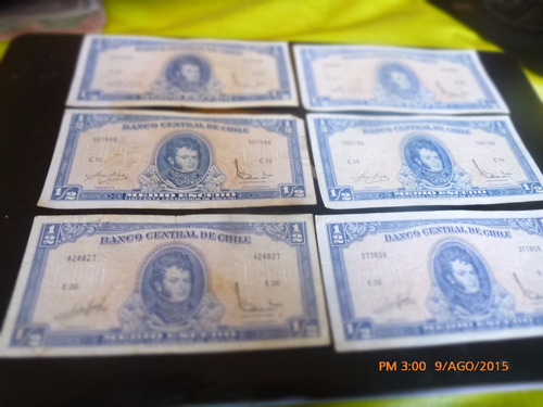 28 Billetes Chile Medio Escudo Tres Firmas (c-7-3