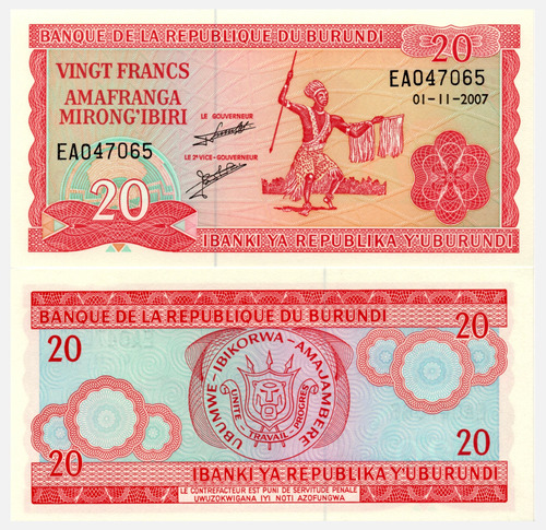 Burundi - 20 Francos - Año 2007