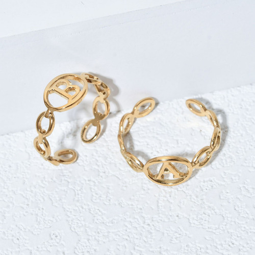 Anillo De Acero Inoxidable Con Letra Inglesa Para Mujer, Dis