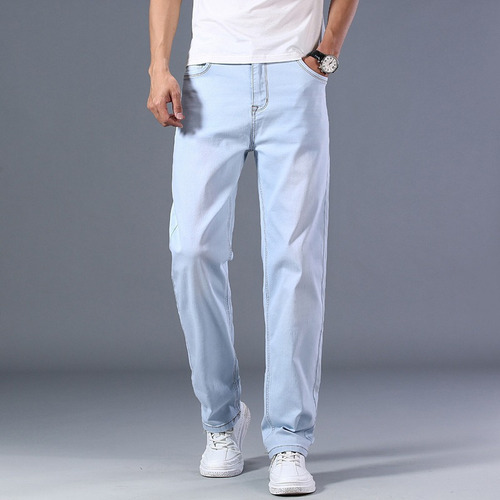 Jeans Sueltos Casuales Pierna Recta Para Hombre Talla Grande