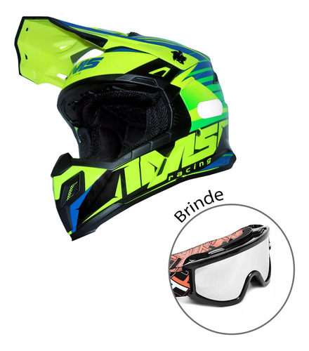 Capacete Ims Extreme Flúor-amarelo Trilha+ Óculos Mattos