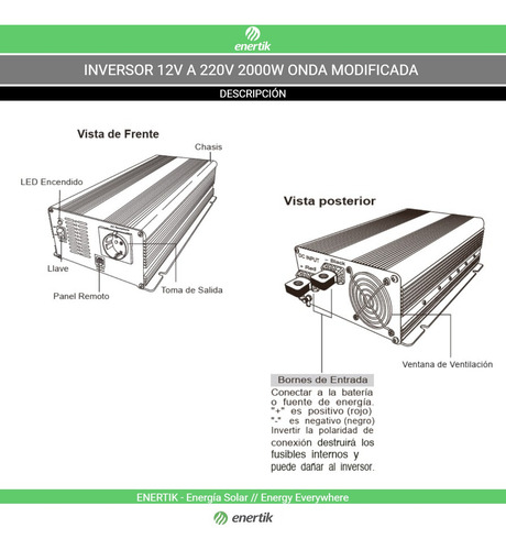 Inversor Solar Onda Modificada 12v A 220v 2000w Off Grid