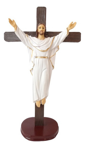 Jesús Resucitado Sobre Cruz Con Base