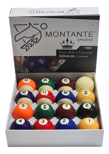 Jogo de Bolas Bilhar Pool Numeradas Faixada Montante 54 mm