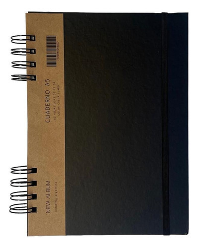 Cuaderno A5 New Album Tapa Dura 2mm Forrada Color Negro