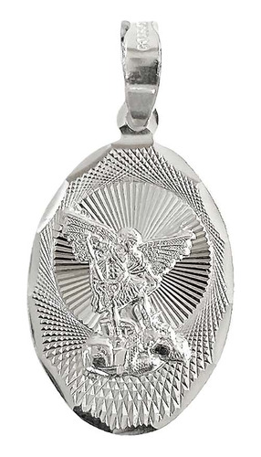 Dije Medalla San Miguel Arcangel Diamantado Plata Ley 925