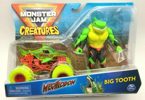 Diecast Monsterjam Creatures Megalodon Y Big Dooth (verde) 2