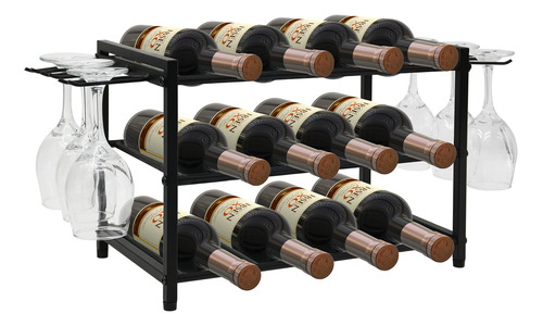 Jsyonii Estante De Vino Con Soporte Para Copas De Vino, Sopo