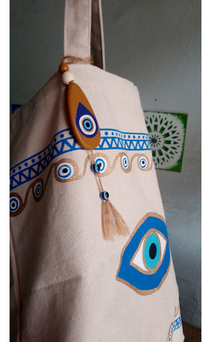 Ojo Turco Bolso Playa Rayon Resistente Original Evil Eye