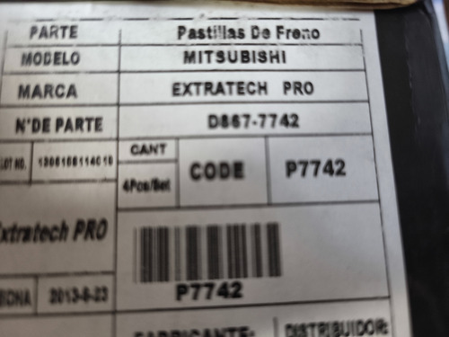 Pastilla De Freno Mitsubishi Montero/l200 Dakar 7742
