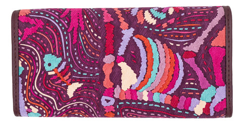 Cartera De Bolsillo Seda Pineda Covalin Viaje Al Mictlán Color Vino