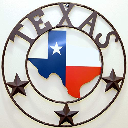 Metal 22  Texas Mapa Círculo Colgante De Pared Decorac...