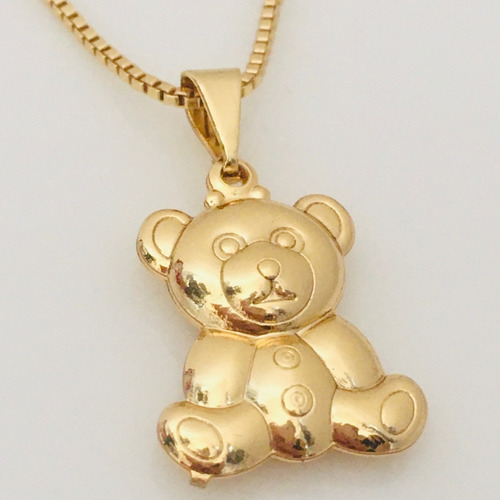 Gargantilha Feminina Pingente Ursinho Gummy Bear Banhado Cor Dourado