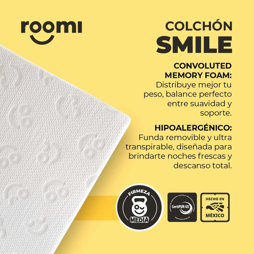 Colchón King Size Roomi Smile Memory Foam + Base Eléctrica