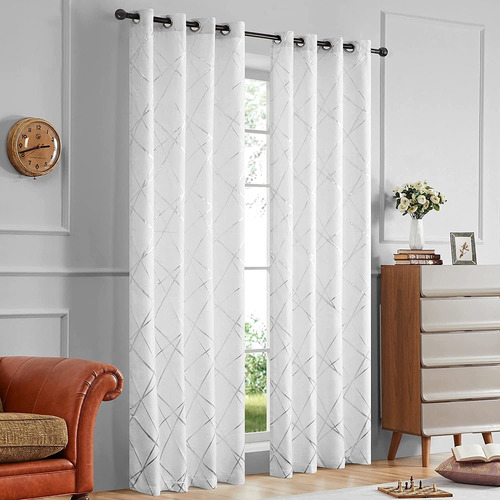 White Silver Curtain 84 Inch For Decorative Living Room...