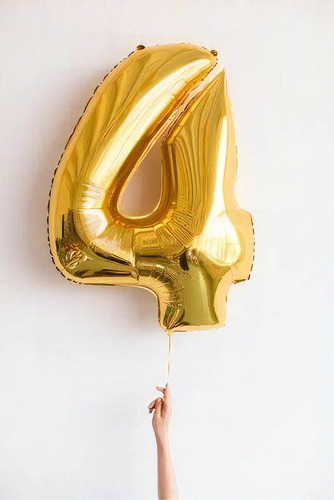 Balão Número Metalizado 16 Pol Dourado - Escolha Seu Número Cor 4 Dourado