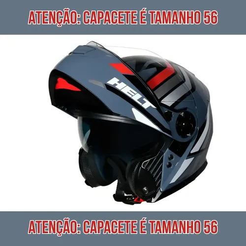 Capacete Tamanho 56 Escamoteável Helt Hippo Glass Cinza com Óculos Interno