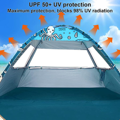 Carpa De Playa Anj Outdoors Ocean World 2 En 1 Para 3-4 Pers