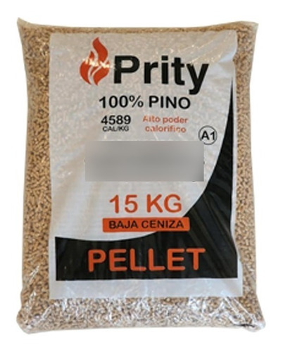 Pellets Prity Calidad A+ Madera De Pino 15 Kg (77 Bolsas)